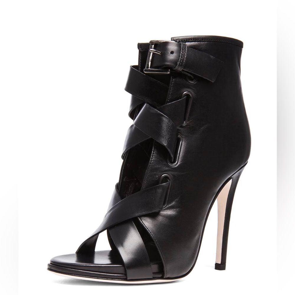 Diane Von Furstenberg Black Stiletto Leather Booties